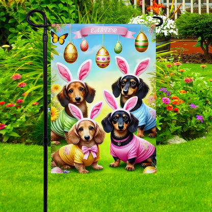 Shineful Garden Flag 12" x 18" Dachshund Delight Easter