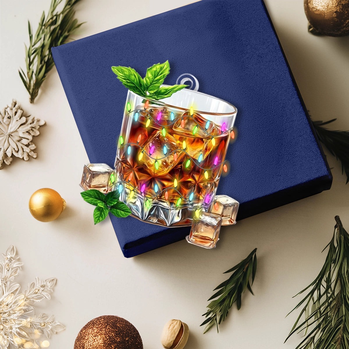 Glänzendes Acryl-Ornament „Sparkling Spirits“ Whiskey