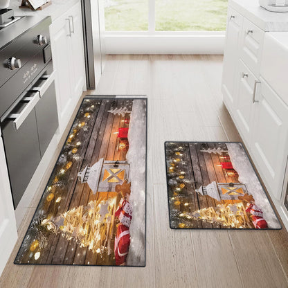 Shineful Ultra-Thin Non Skid Floor Mat, Kitchen Rugs Lantern and Tree Festive