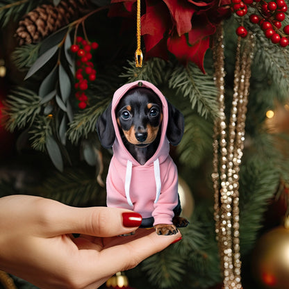 Shineful 2D Acrylic Ornament Holiday Hoodie Dachshund