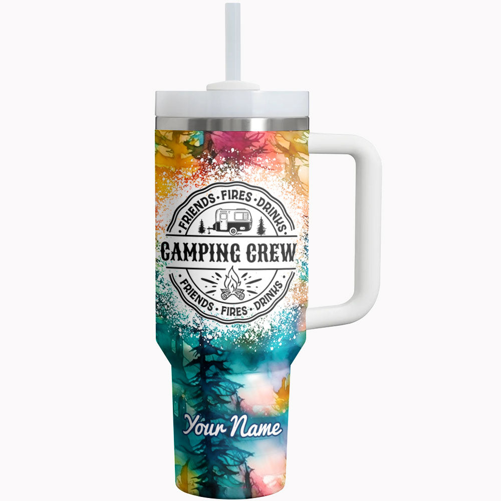 Camping Tumbler Shineful Camping Crew Friends Fire Drinks Personalized