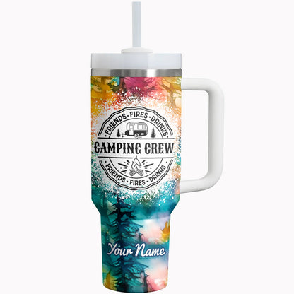 Camping Tumbler Shineful Camping Crew Friends Fire Drinks Personalized