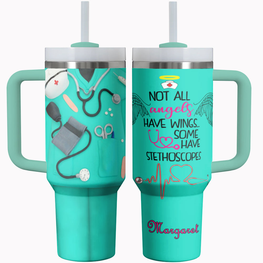 Nurse Tumbler Shineful Nurse Uniform Not All Angles Have Wings Personalized