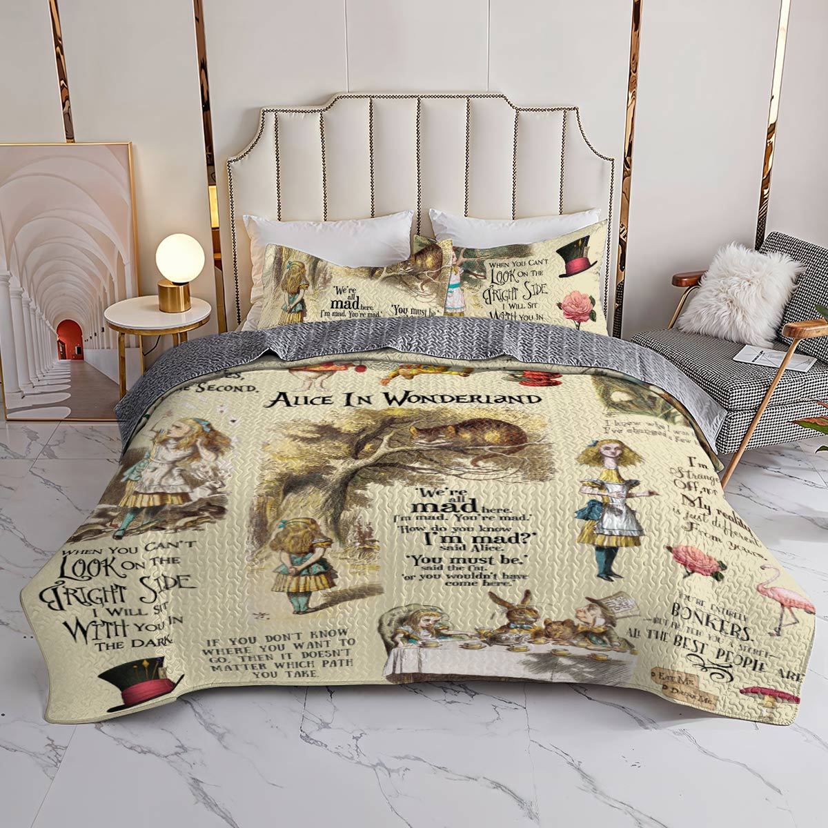 Alice In Wonderland Shineful All Season Quilt 3-Piece Set Wonderland Whispers