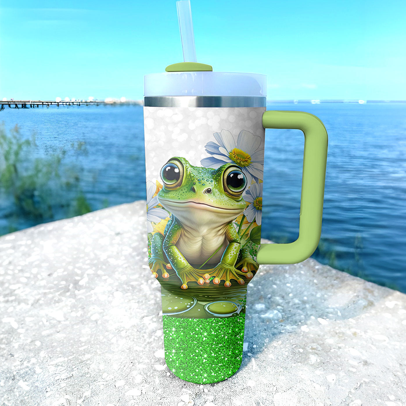 Frog Shineful Tumbler Hoppy Daisy