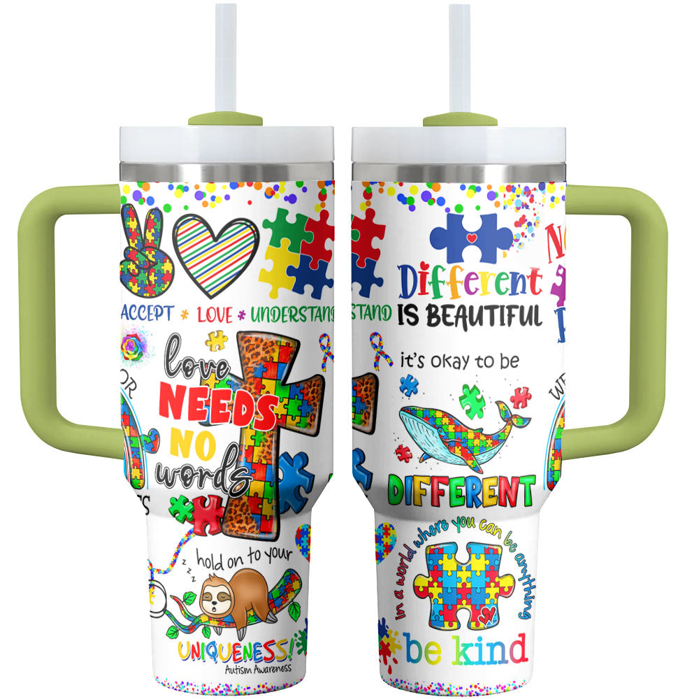 Autism Awareness Tumbler Shineful Love Needs No Words