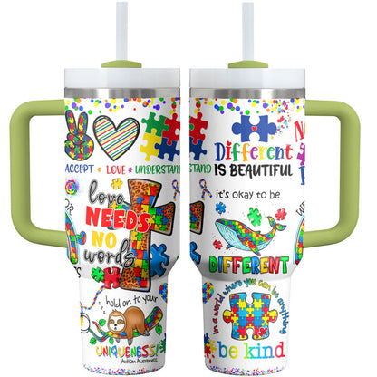 Autism Awareness Tumbler Shineful Love Needs No Words