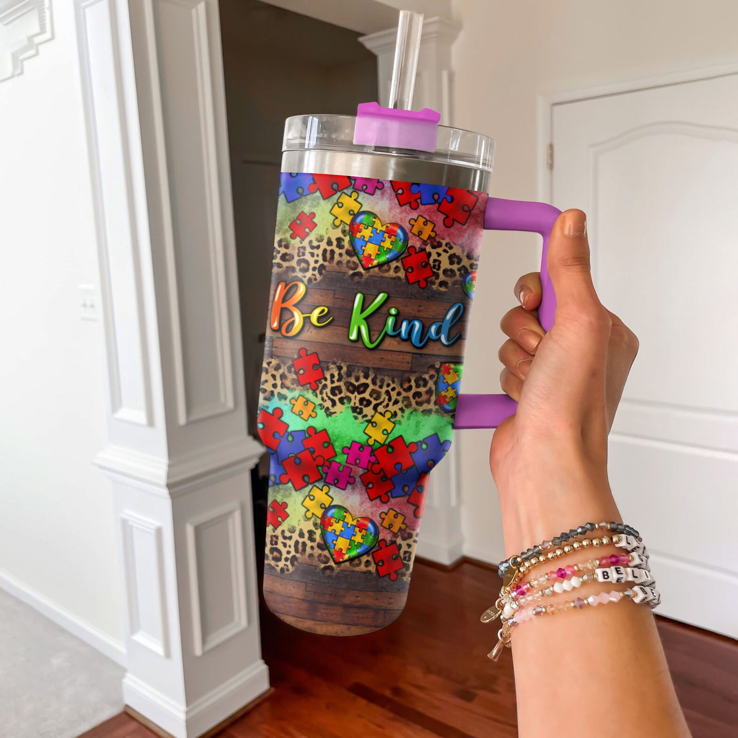 Autism Tumbler Shineful Be Kind Colorful Puzzles