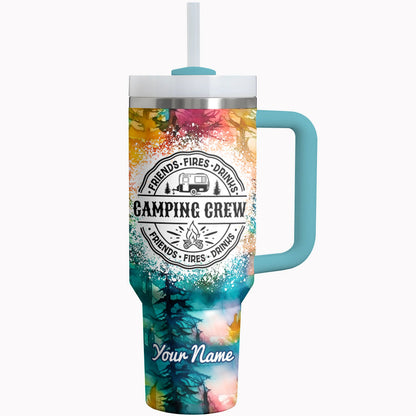 Camping Tumbler Shineful Camping Crew Friends Fire Drinks Personalized