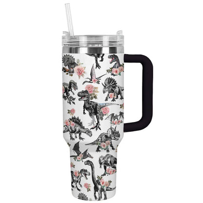 Shineful Tumbler Floral Dinosaur