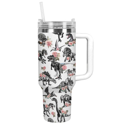 Shineful Tumbler Floral Dinosaur