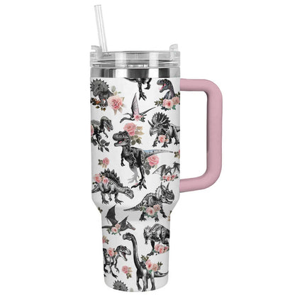 Shineful Tumbler Floral Dinosaur