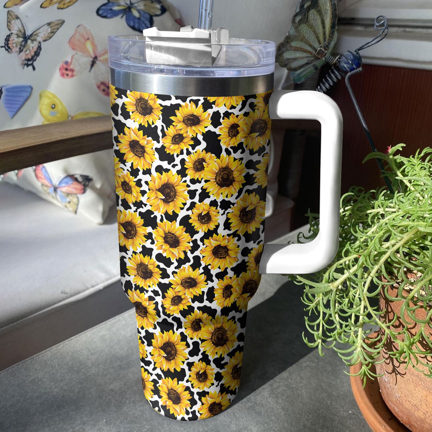 Sunflower Shineful Tumbler Sunflower Cow Pattern