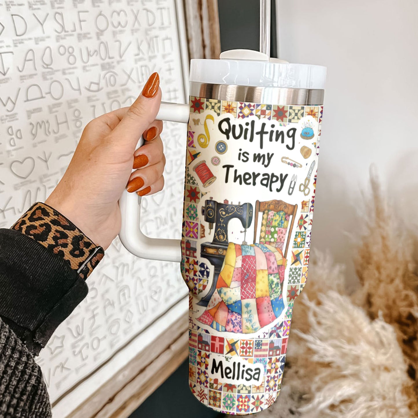 Sewing Lover Tumbler Personalized Quilting Is My Therapy