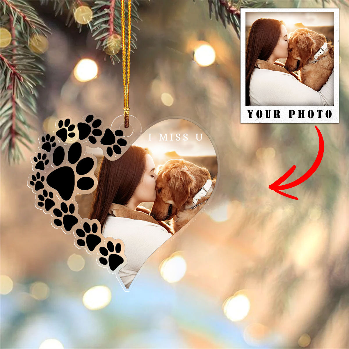 Dog Shineful® Decoration Ornament Personalized Upload Sweet Love Tl10