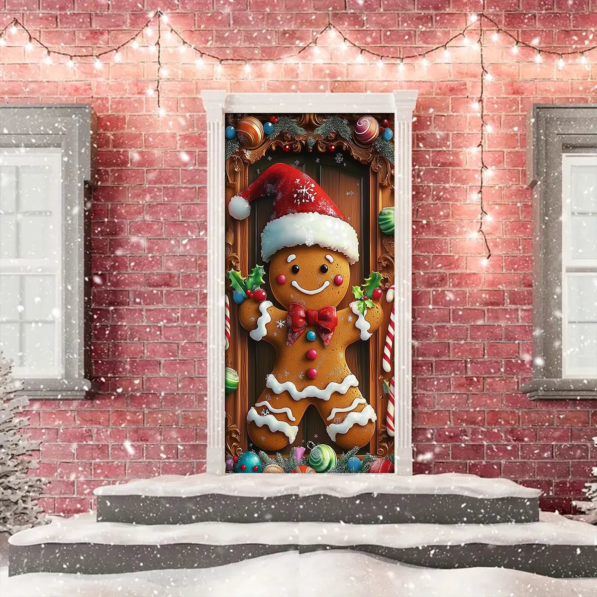 Shineful Door Cover Christmas Gingerbread Man