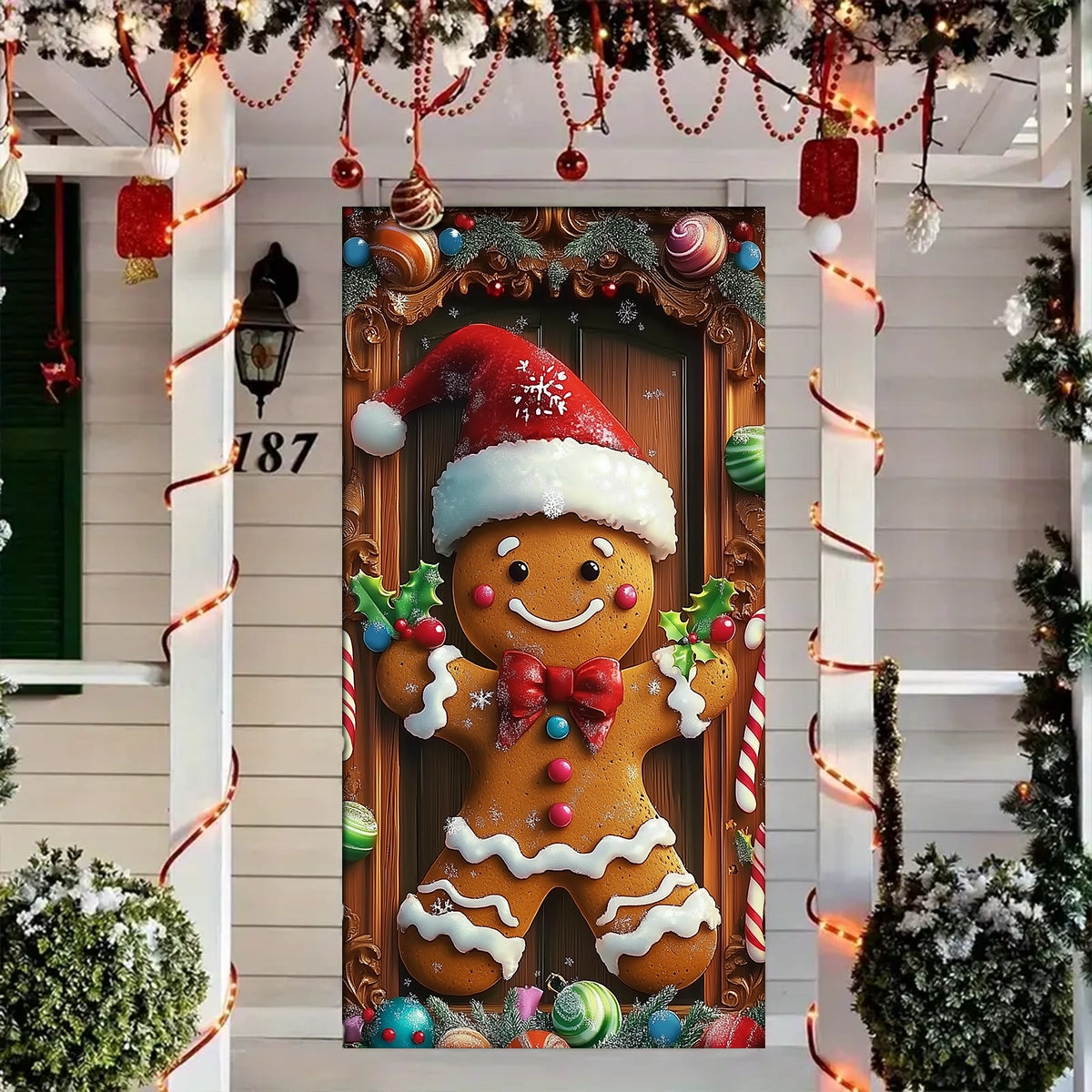 Shineful Door Cover Christmas Gingerbread Man