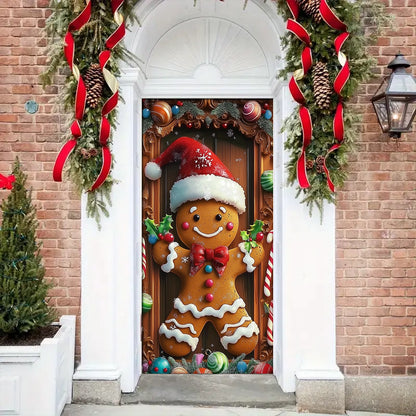 Shineful Door Cover Christmas Gingerbread Man