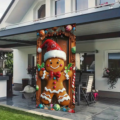 Shineful Door Cover Christmas Gingerbread Man