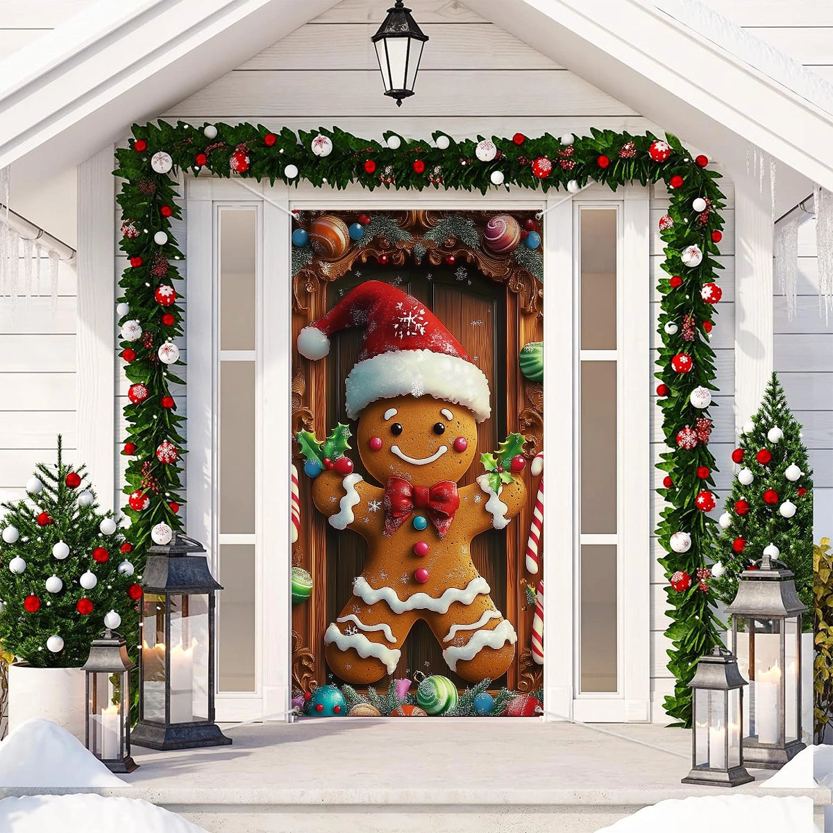 Shineful Door Cover Christmas Gingerbread Man