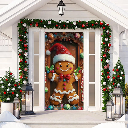 Shineful Door Cover Christmas Gingerbread Man