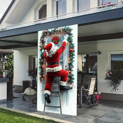 Shineful Door Cover Santa Claus Climbing Up Funny