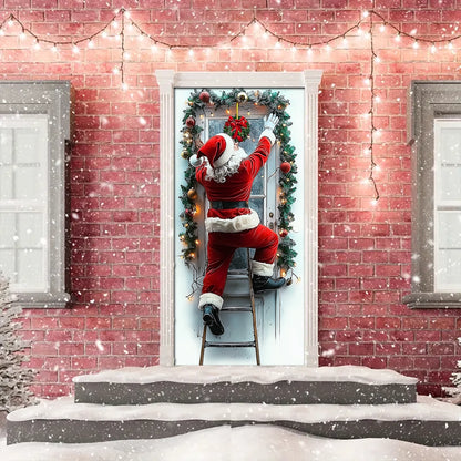 Shineful Door Cover Santa Claus Climbing Up Funny