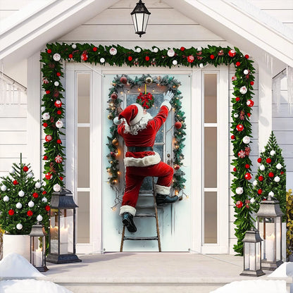 Shineful Door Cover Santa Claus Climbing Up Funny