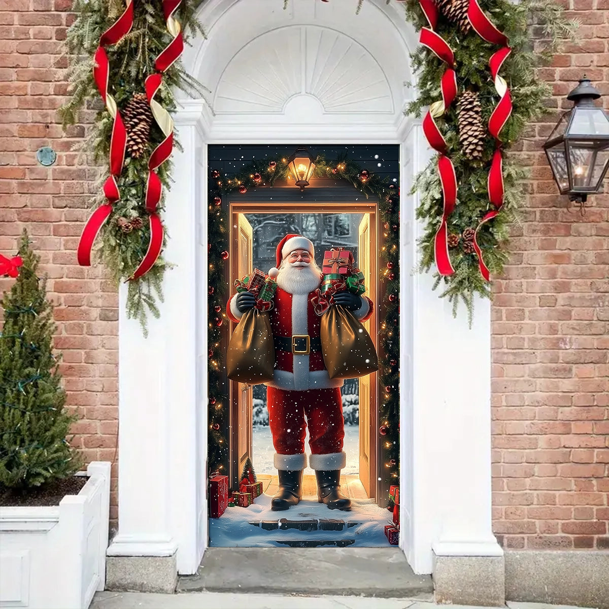 Shineful Door Cover Santa Claus At The Door