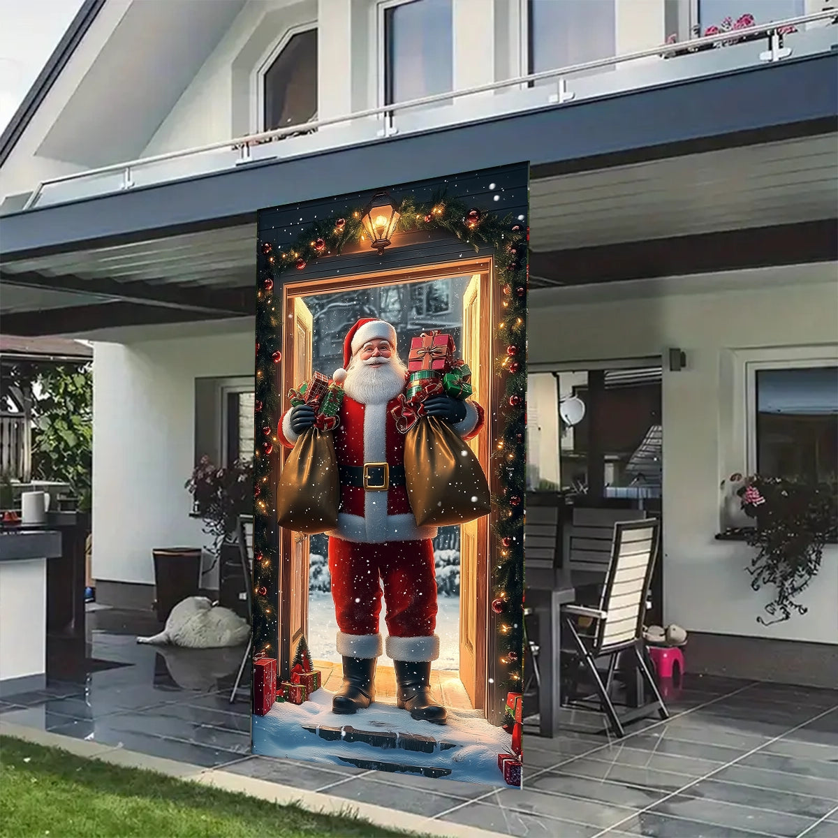 Shineful Door Cover Santa Claus At The Door