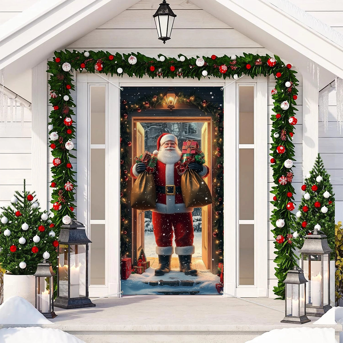 Shineful Door Cover Santa Claus At The Door