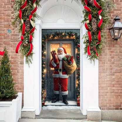 Shineful Door Cover Santa Claus with Gifts at Door