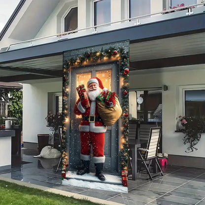 Shineful Door Cover Santa Claus with Gifts at Door