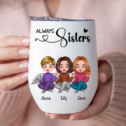 Shineful Sisters - Always Sisters - Personalisierter Weinbecher