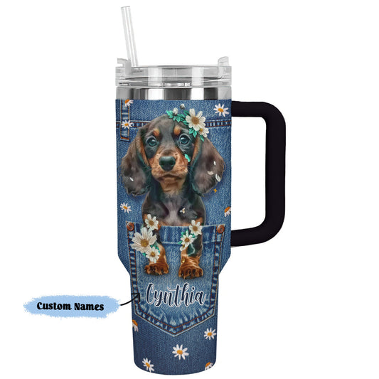 Shineful Tumbler Personalized Doxie in My Pocket