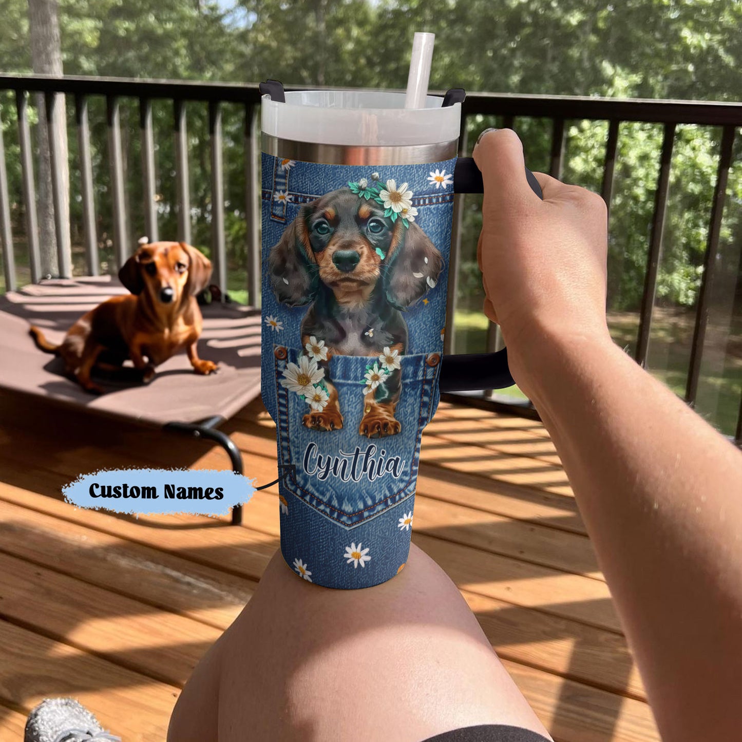 Shineful Tumbler Personalized Doxie in My Pocket