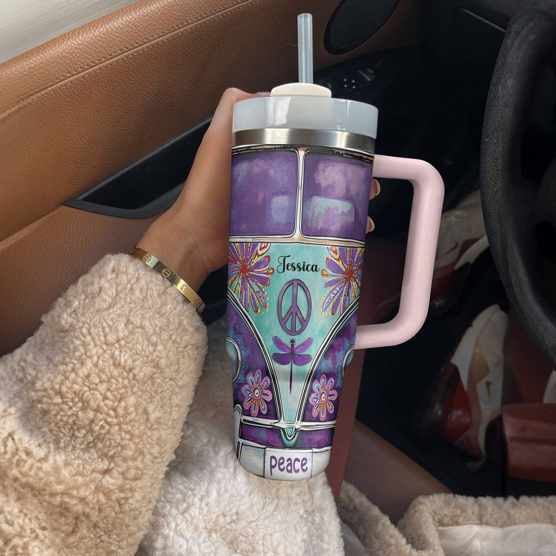 Hippie Personalized 40 Oz Shineful™ Tumbler Purple Van Tl10 Pink 40Oz