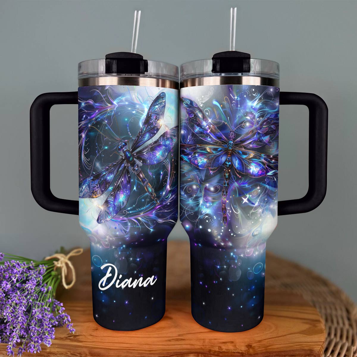 Shineful Tumbler Personlized Sparkling Dragonflies