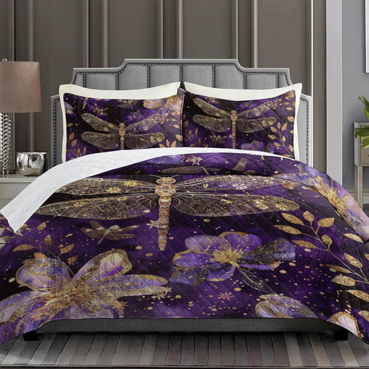 Shineful All Season Quilt 3-Piece Set Elegant Dragonflies