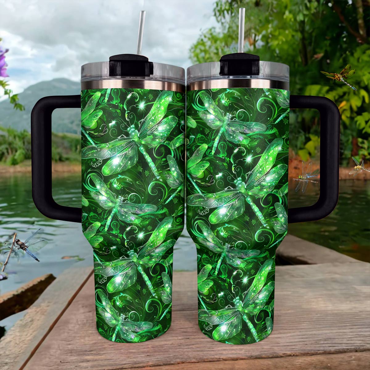 Shineful Tumbler Mesmerizing Dragonflies