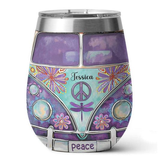 Hippie Personalized 12 Oz Shineful™ Wine Tumbler Purple Van Tl10 12Oz