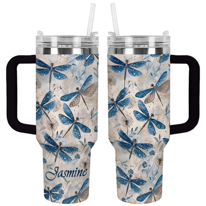 Shineful Tumbler Personalized Blue Dragonfly Whispers