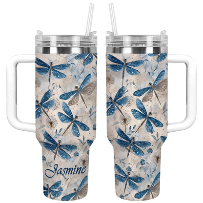 Shineful Tumbler Personalized Blue Dragonfly Whispers