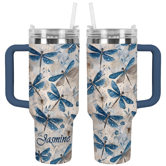 Shineful Tumbler Personalized Blue Dragonfly Whispers