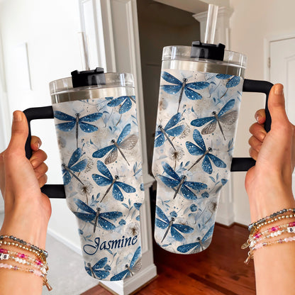 Shineful Tumbler Personalized Blue Dragonfly Whispers