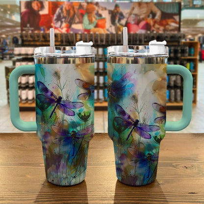 Dragonfly 40 Oz Shineful™ Tumbler Attractive Nature Mn8 Turquoise Blue 40Oz