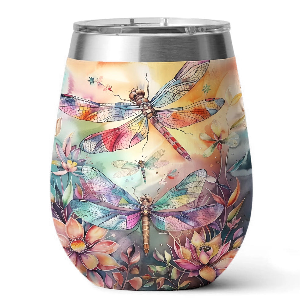 Shineful Wine Tumbler Dragonfly Freedom Flying