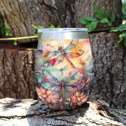 Shineful Wine Tumbler Dragonfly Freedom Flying