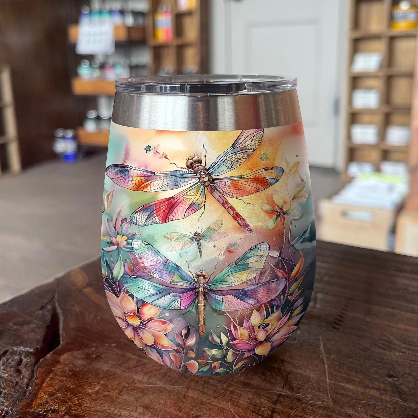 Shineful Wine Tumbler Dragonfly Freedom Flying