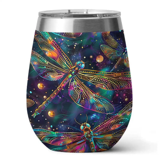 Shineful Wine Tumbler Dragonfly Fly In The Night